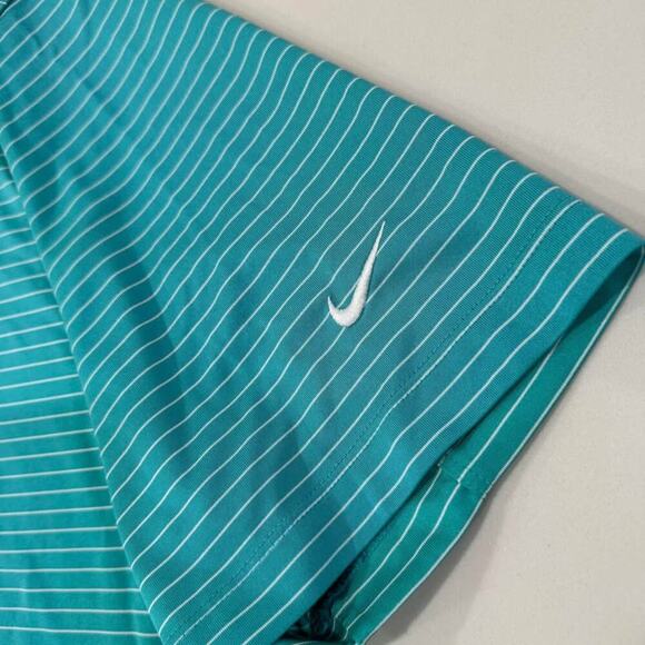 Nike Golf Tour Performance DriFit Polo Mens XL Teal Stripe NaplesGrande GolfClub - Picture 2 of 7